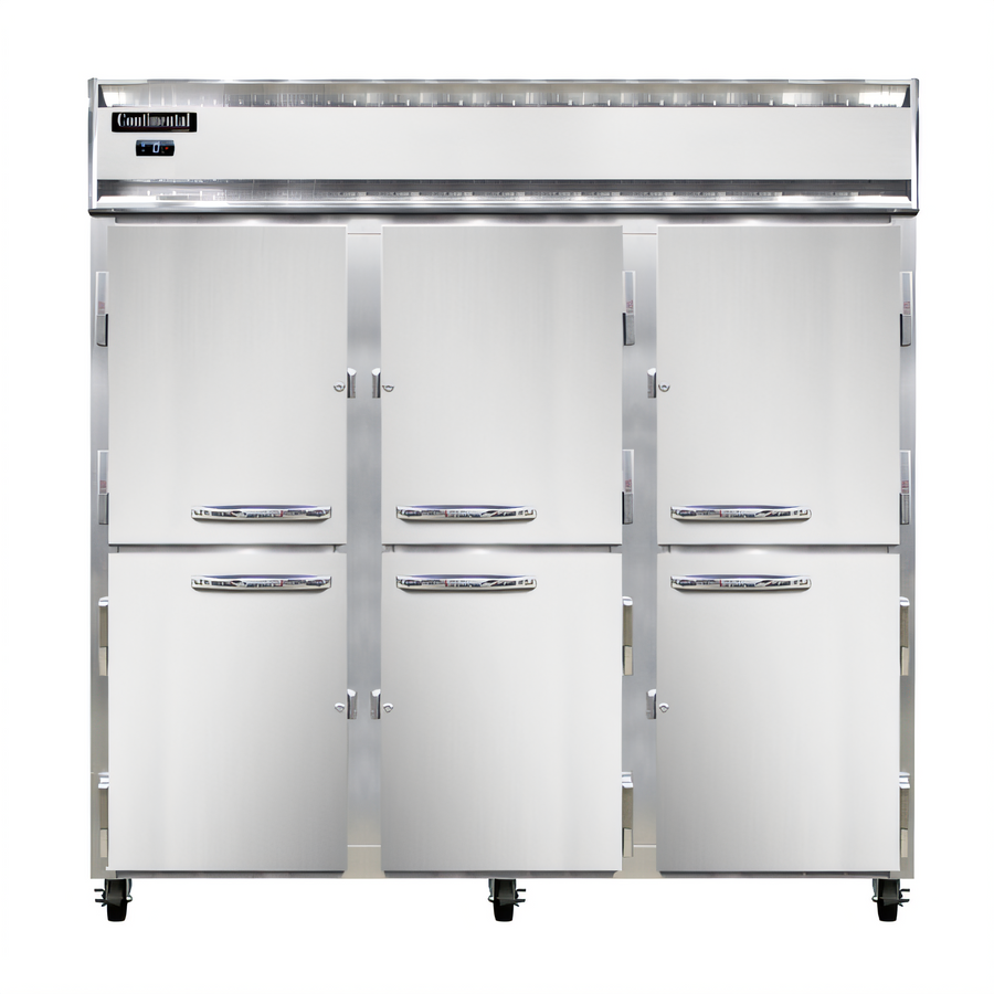 Product image #1 for Continental Refrigerator 3FNHD Three-Section Standard Depth Reach-In Freezer with Half-Height Solid Doors
