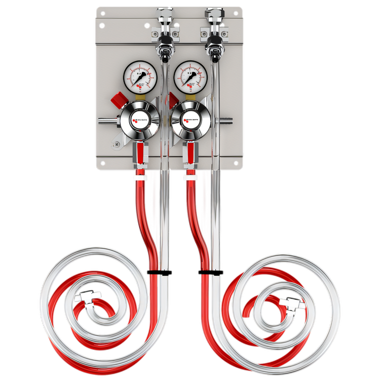 Product image #1 for CO2 Secondary Regulator Panel Assembly with 2 Pressure, 2 Products, 3/8 Inch Jumper Lines