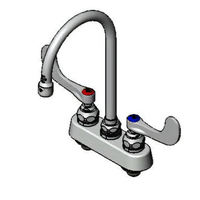 T&S Brass Low-Lead Deck-Mount Workboard Faucet with 4 Inch Centers, 6-7 Inch Swivel Gooseneck, and Wrist Action Handles