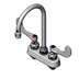 Thumbnail image #1 for T&S Brass Low-Lead Deck-Mount Workboard Faucet with 4 Inch Centers, 6-7 Inch Swivel Gooseneck, and Wrist Action Handles