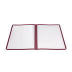 Thumbnail image #1 for Winco PMCD-9U Double-Fold Burgundy Plastic Menu Cover, Holds 8-1/2 x 11 Inch Paper, 9-3/8 x 12-1/8 Inch Case of 100