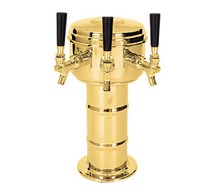 Product image #1 for Mini-Mushroom Countertop Air-Cooled 3-Faucet Draft Beer Tower, Polished Brass