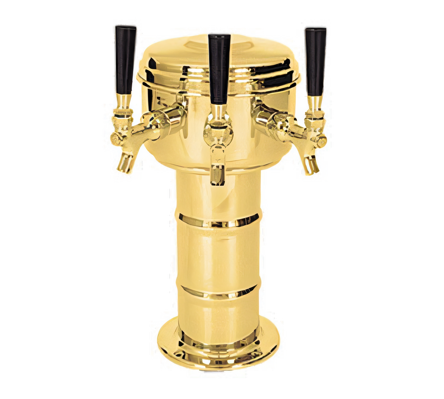 Product image #1 for Mini-Mushroom Countertop Air-Cooled 3-Faucet Draft Beer Tower, Polished Brass
