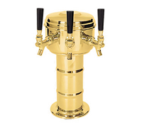 Mini-Mushroom Countertop Air-Cooled 3-Faucet Draft Beer Tower, Polished Brass