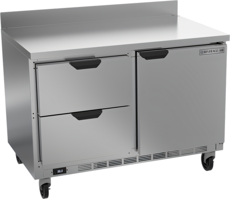 Product image #1 for Beverage-Air 48-Inch 2-Section Worktop Refrigerator with 2 Drawers and 1 Door