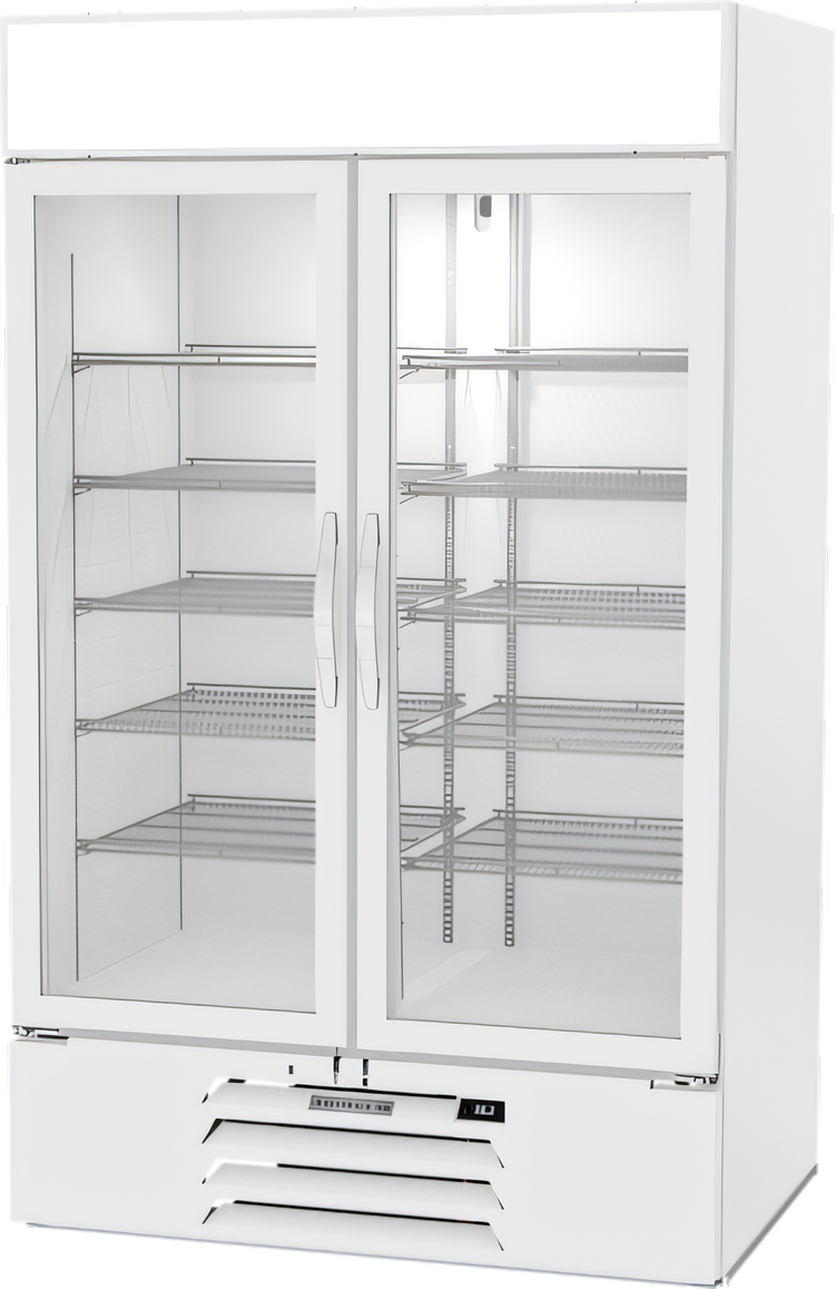 Product image #1 for Beverage-Air MarketMax IQ 47-Inch 2-Section Glass Door Refrigerated Merchandiser, White, Electronic Smart Lock