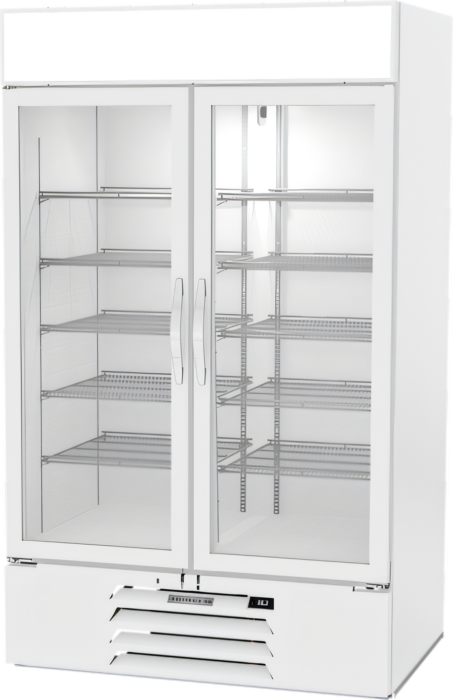 Product image #1 for Beverage-Air MarketMax IQ 47-Inch 2-Section Glass Door Refrigerated Merchandiser, White, Electronic Smart Lock