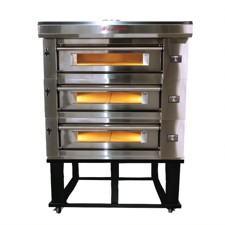Product image #1 for Marra Forni ELST37-36/3 Three-Deck Stackable Electric Deck Oven with 37 x 36-3/8 Inch MarraStone Hearth and Touchscreen Control