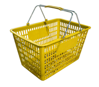 Omcan Plastic Shopping Hand Basket with Coated Steel Handles, Yellow, 50 lb Capacity