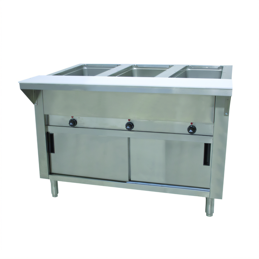 Product image #1 for Advance Tabco Electric Hot Food Table with 3 Open Wells, 47-1/8 Inch W x 30-5/8 Inch D x 34-1/8 Inch H, Enclosed Base