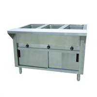 Advance Tabco Electric Hot Food Table with 3 Open Wells, 47-1/8 Inch W x 30-5/8 Inch D x 34-1/8 Inch H, Enclosed Base