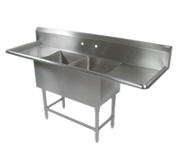 John Boos Pro-Bowl 2-Compartment Stainless Steel Sink with Left and Right Drainboards, 83-1/4