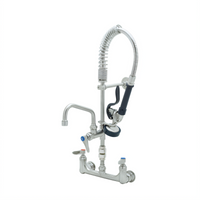 T&S Brass Mini Pre-Rinse Unit with 8-Inch Wall-Mount Mixing Faucet and 1.15 GPM Spray Valve