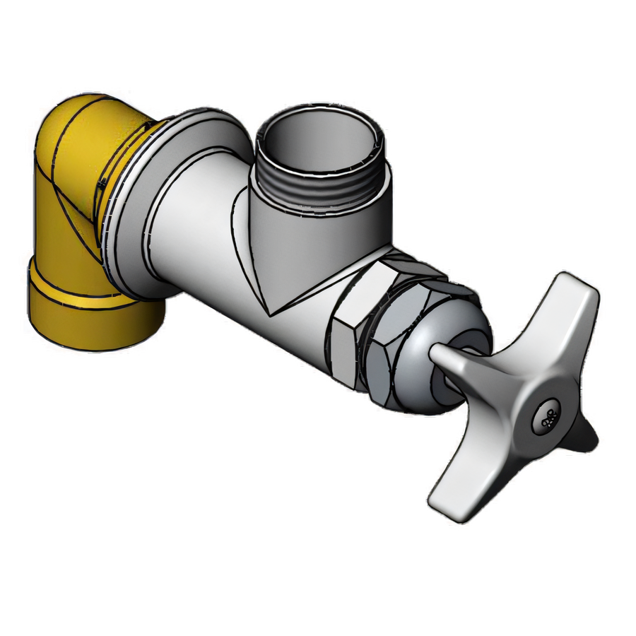 Product image #1 for T&S Big-Flo Single Wall-Mount Faucet Body, 4-Arm Handle, 3/4-Inch NPT Street Elbow, Less Nozzle