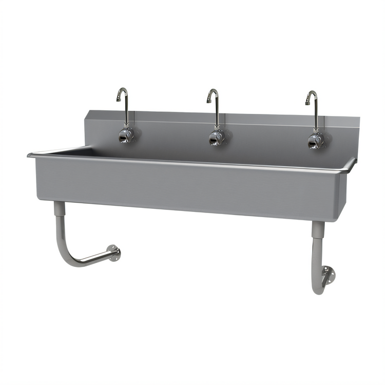 Product image #1 for Advance Tabco Multiwash Wall-Mounted Hand Wash Sink with 3 Electronic Faucets, 60-Inch 304 Stainless Steel