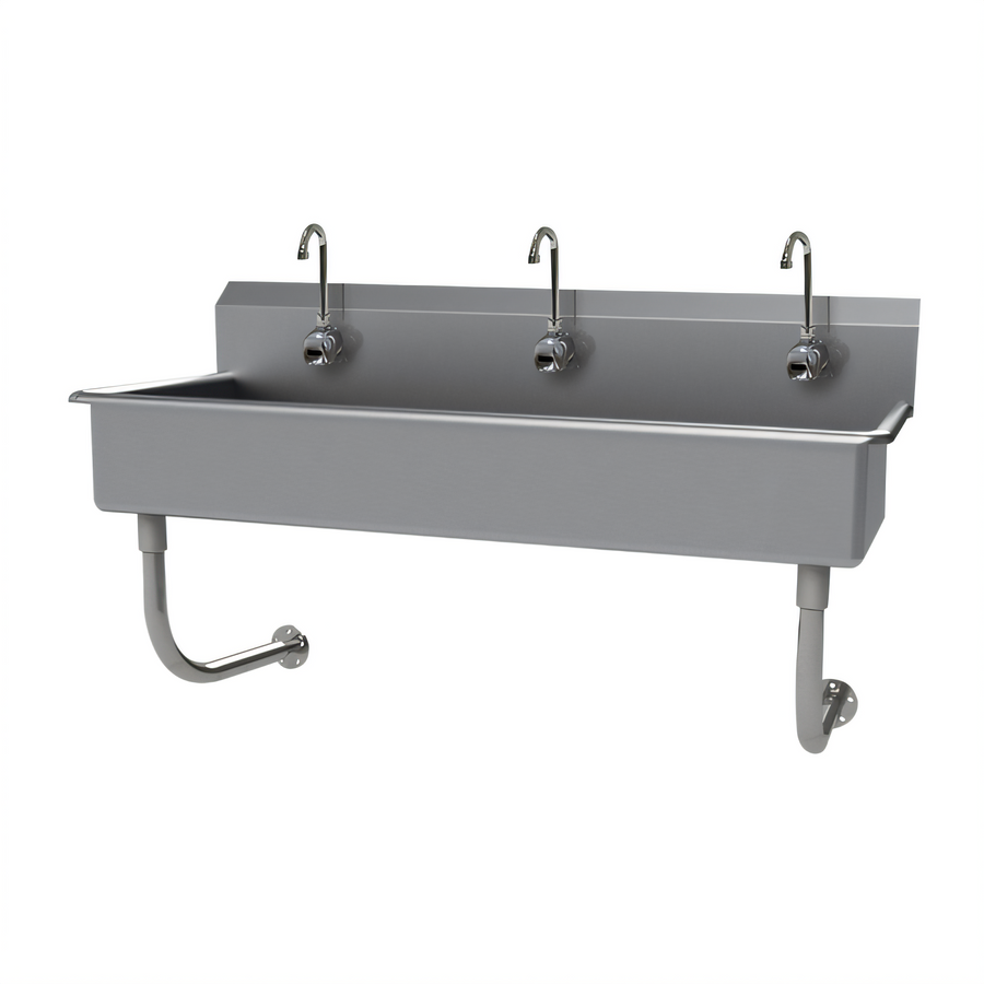 Product image #1 for Advance Tabco Multiwash Wall-Mounted Hand Wash Sink with 3 Electronic Faucets, 60-Inch 304 Stainless Steel