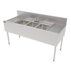 Thumbnail image #1 for Perlick Corporation Top Shelf TSF60M3-DB Three-Compartment Stainless Steel Underbar Sink Unit, 60 x 24 Inch, Left/Right Drainboards