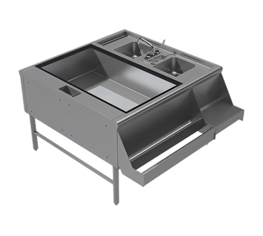 Product image #1 for Advance Tabco Prestige 42 Inch Double Underbar Beverage Service Station with Pass-Thru Ice Bin, 10-Circuit Cold Plate and 2 Sinks