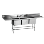 Thumbnail image #1 for Eagle Group Spec-Master FN2472-3-36R-14/3 3-Compartment Stainless Steel Sink, 14 Gauge, 24 x 24 x 14 Inch Bowls, 36 Inch Right Drainboard