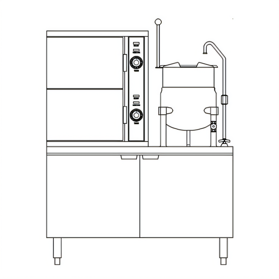 Product image #1 for Crown ECX-2-10 Two Compartment Electric Convection Steamer with 10 Gallon Kettle, 48" Base