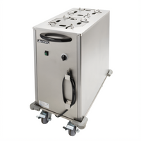 Heated Mobile Enclosed Dish Caddy with Dual Adjustable Plate Dispensing Tubes