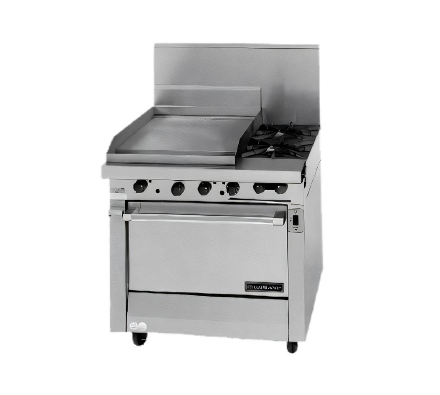 Product image #1 for Garland Master Series Heavy Duty 34-Inch Gas Combination Top Range with 2 Open Burners, 23-Inch Griddle and Standard Oven