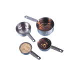 Thumbnail image #1 for American Metalcraft MCL4 Stainless Steel Flat-Handled Measuring Cup Set, 4-Piece (1/4, 1/3, 1/2, and 1 Cup) Case of 72
