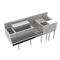 Krowne Royal Series 68-Inch Underbar Workstation with Ice Bin, Elixir Well, Liquor Rail, Tool Caddy, Dump Sink, Cutting Board and Cabinet