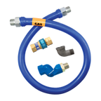 Thumbnail image #1 for Dormont Manufacturing Dormont Blue Hose 16100BPQS36 Moveable Gas Hose Assembly, 1-Inch x 36-Inch, Blue PVC-Coated Stainless Steel, Quick-Disconnect