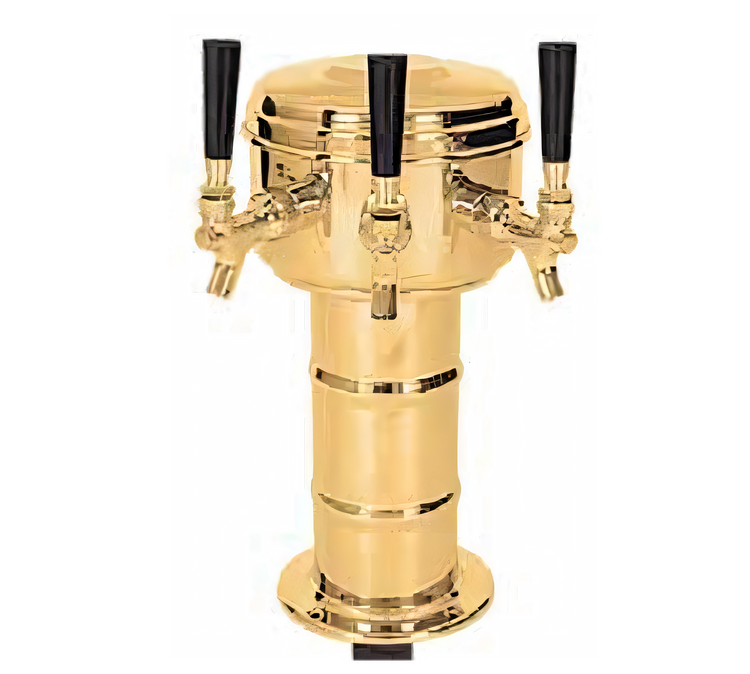 Product image #1 for Micro Matic Mini-Mushroom 3-Faucet Glycol-Cooled Countertop Draft Beer Tower, Polished Brass Finish