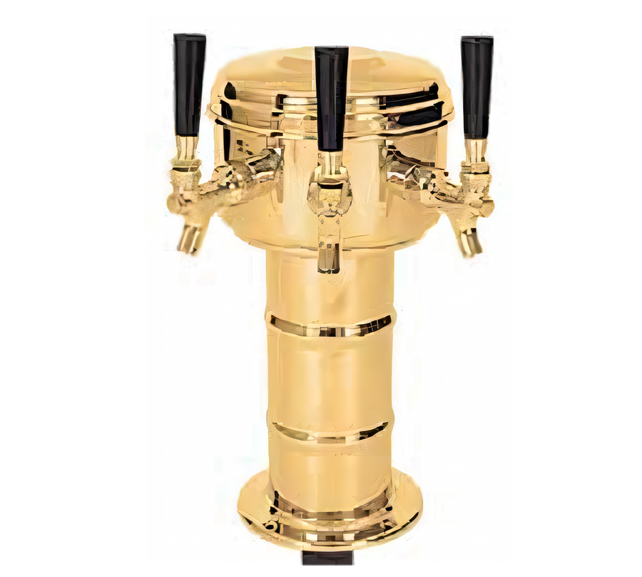 Product image #1 for Micro Matic Mini-Mushroom 3-Faucet Glycol-Cooled Countertop Draft Beer Tower, Polished Brass Finish