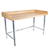 Thumbnail image #1 for BK Resources 72-Inch x 36-Inch Hard Maple Bakers Table with Galvanized Open Base