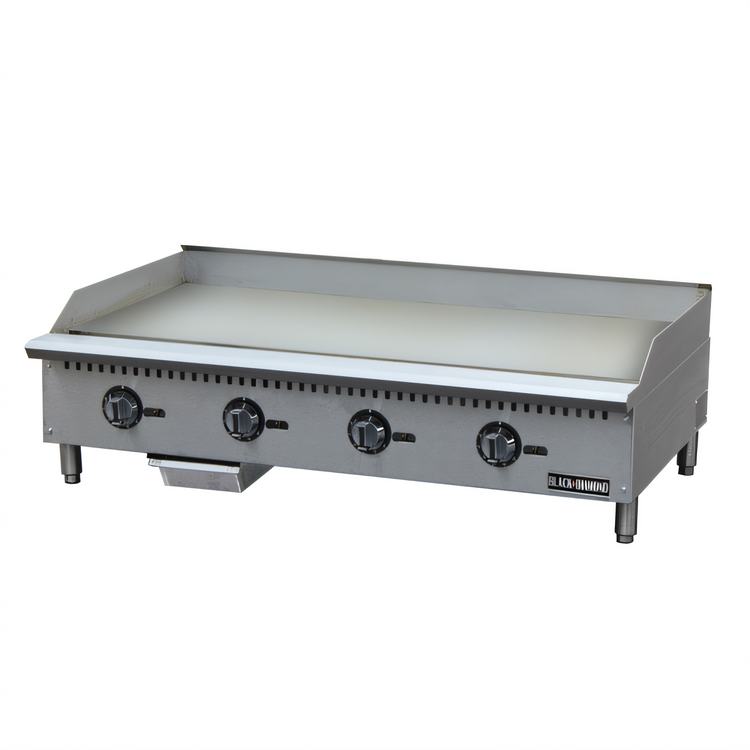 Product image #1 for Black Diamond 48-Inch Heavy Duty Countertop Thermostatic Gas Griddle, 4 Burners