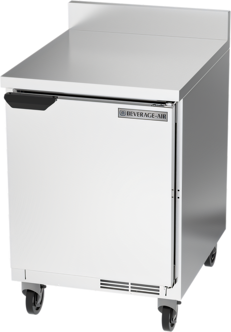 Product image #1 for Beverage-Air WTR24AHC-FIP 24-Inch One-Section Worktop Refrigerator with Solid Door and Foamed-In-Place Backsplash