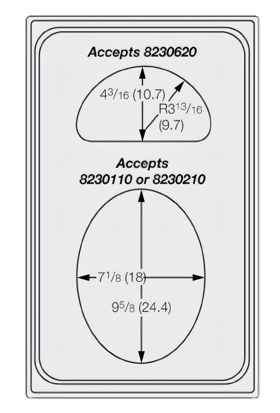 Product image #1 for Miramar Stainless Steel Adapter Plate for Oval & Half-Oval Decorative Pans, 2 Cutouts