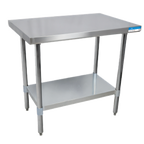 Thumbnail image #1 for BK Resources VTT-6030 60 x 30 Inch 18 Gauge 430 Stainless Steel Flat Top Work Table with Galvanized Undershelf
