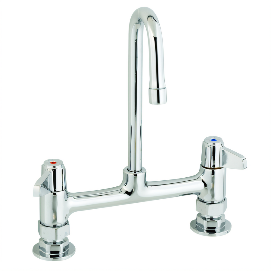 Product image #1 for Equip 8-Inch Centers Deck Mount Low-Lead Mixing Faucet with Rigid Gooseneck and Lever Handles