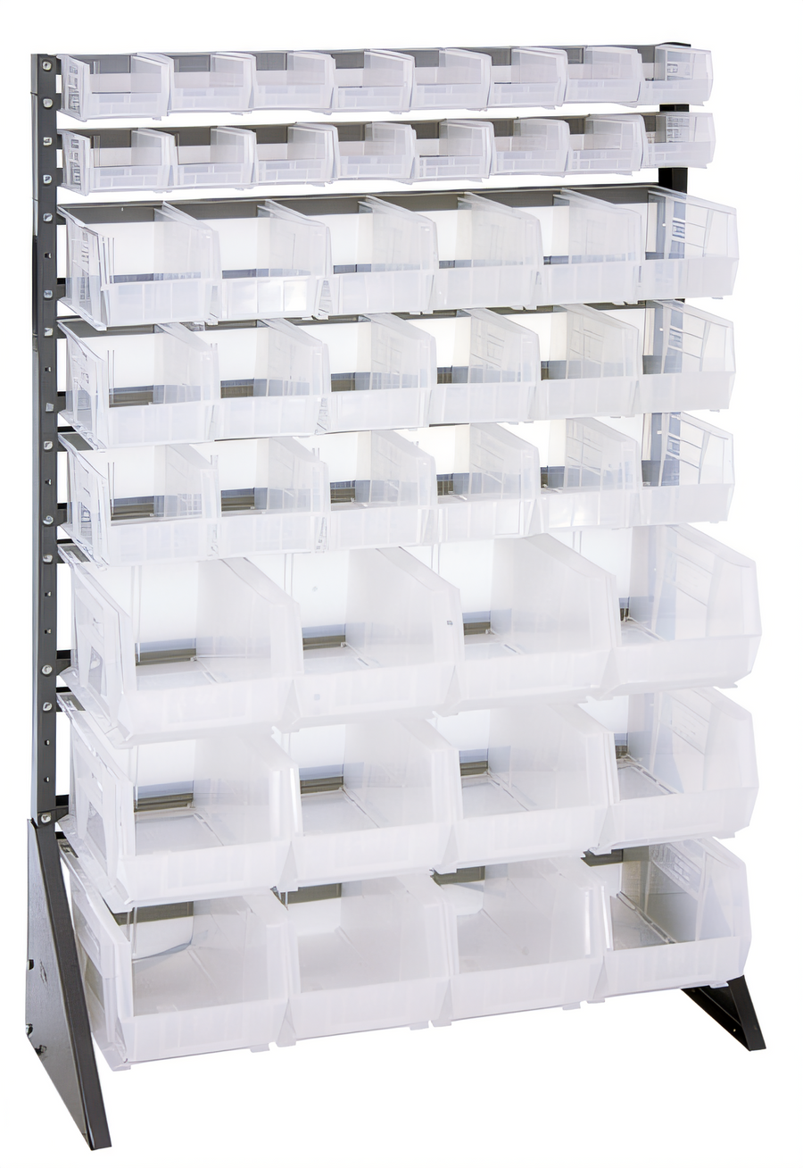 Product image #1 for Quantum Single-Sided Rail Rack with Clear Bins, 36 x 15 x 53 Inches