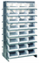 Thumbnail image #1 for Quantum Sloped Double-Sided Pick Rack with 16 Shelves and 48 Clear Bins