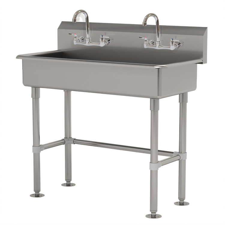 Product image #1 for Advance Tabco 40-Inch ADA-Compliant Multiwash Freestanding Hand Wash Sink with Gooseneck Faucets