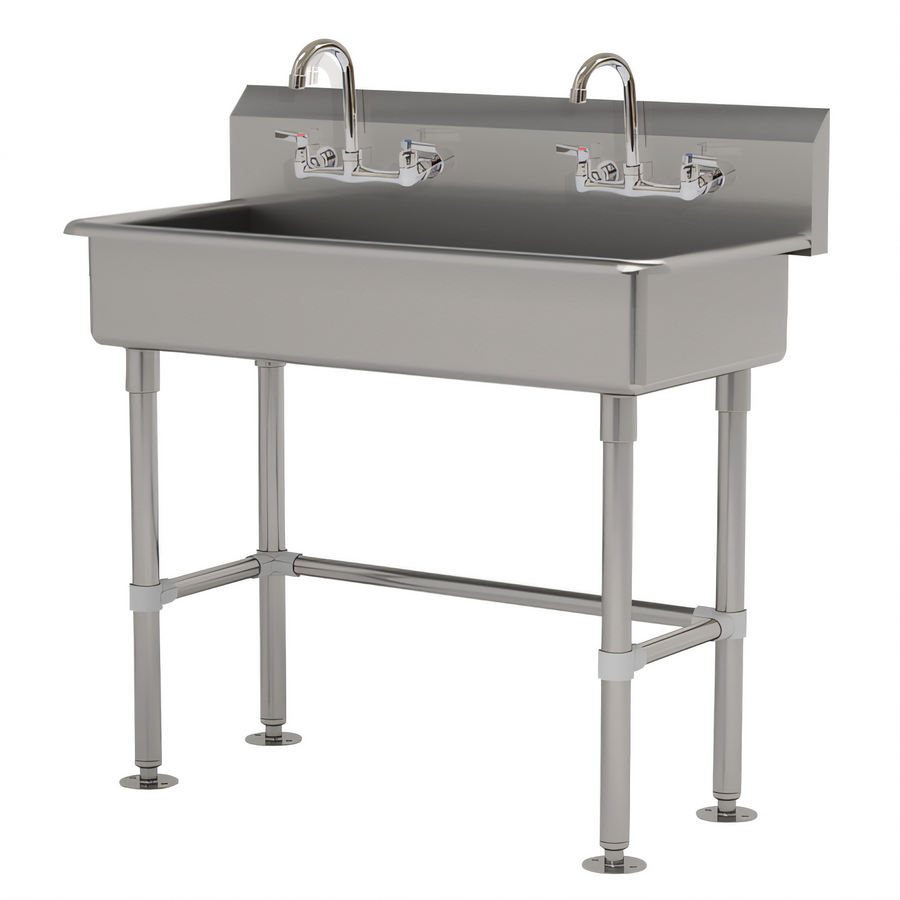 Product image #1 for Advance Tabco 40-Inch ADA-Compliant Multiwash Freestanding Hand Wash Sink with Gooseneck Faucets