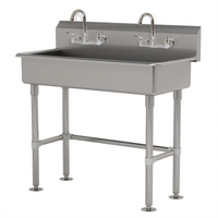 Advance Tabco 40-Inch ADA-Compliant Multiwash Freestanding Hand Wash Sink with Gooseneck Faucets