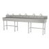 Thumbnail image #1 for Advance Tabco 6-Station Freestanding Multiwash Hand Wash Sink with 6 Gooseneck Faucets and Rear Basket Drains, 120-Inch