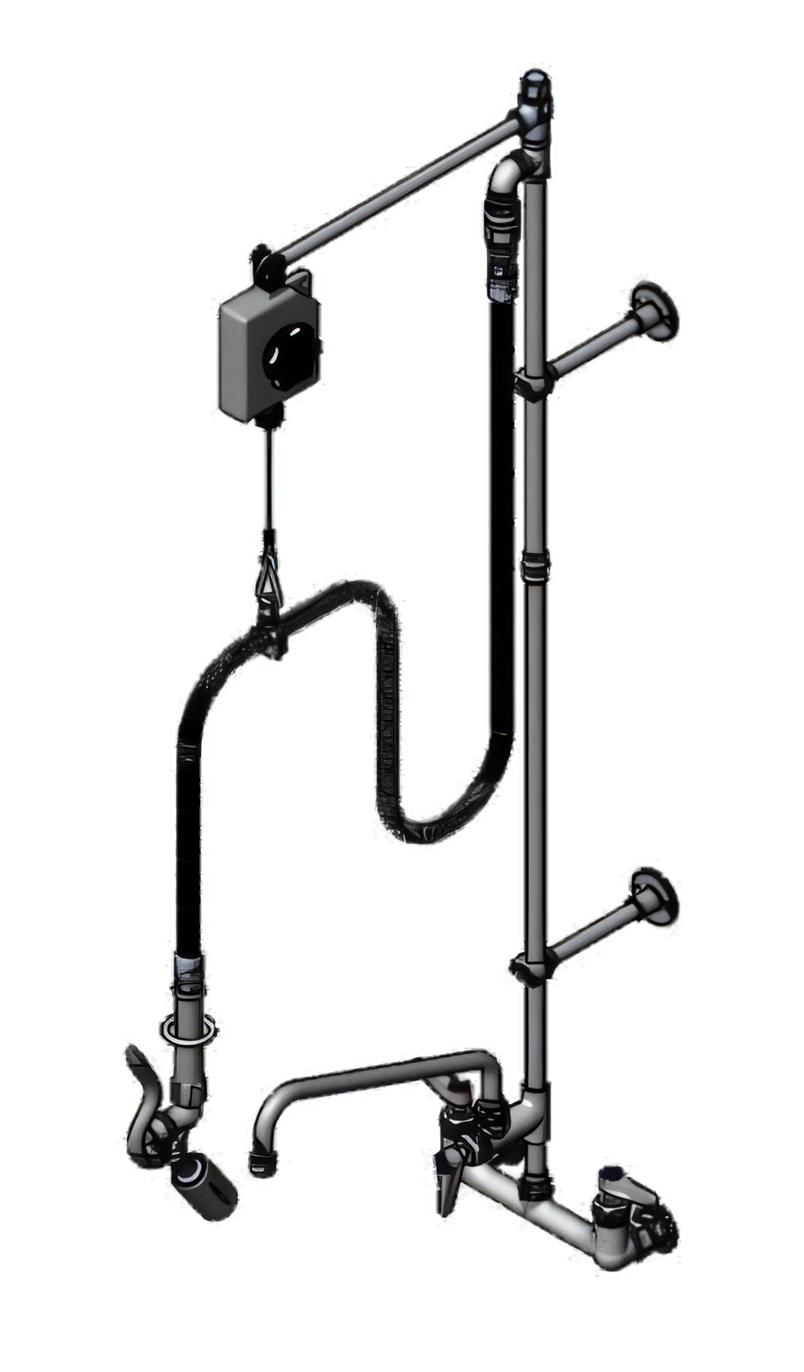 Product image #1 for T&S Brass EasyInstall Wall-Mount Pre-Rinse Unit with Add-On Faucet, 8-Inch Adjustable Centers, 12-Inch Swing Nozzle, and 0.65 GPM Spray Valve