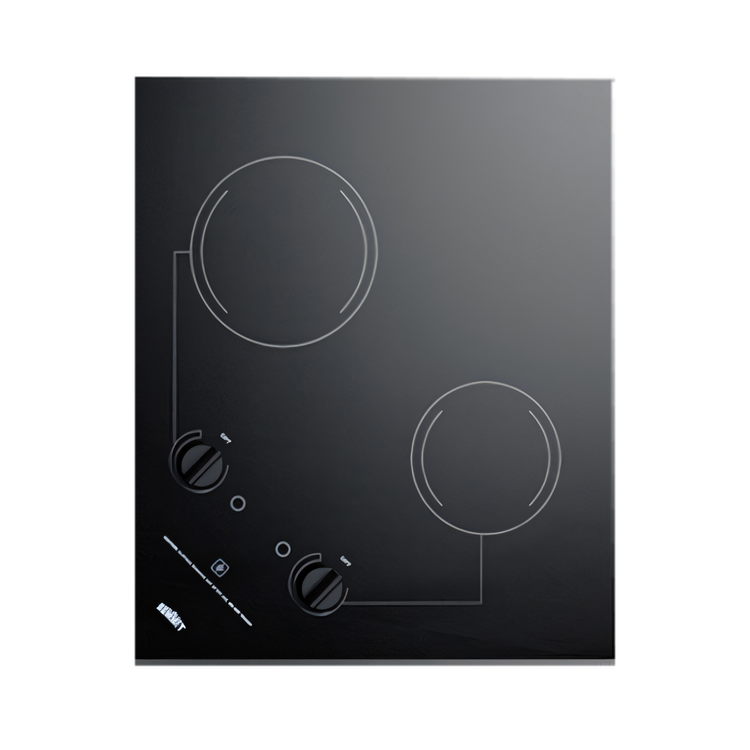 Product image #1 for Summit 2-Burner Electric Radiant Cooktop, 21-1/4 Inch Wide, Black Ceramic Glass, Built-In, Portrait or Landscape Mount