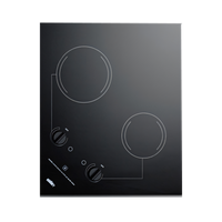 Summit 2-Burner Electric Radiant Cooktop, 21-1/4 Inch Wide, Black Ceramic Glass, Built-In, Portrait or Landscape Mount