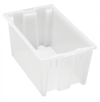 Quantum Clear Heavy-Duty Stack and Nest Tote, 18 x 11 x 9 Inches, 0.76 Cu. Ft.