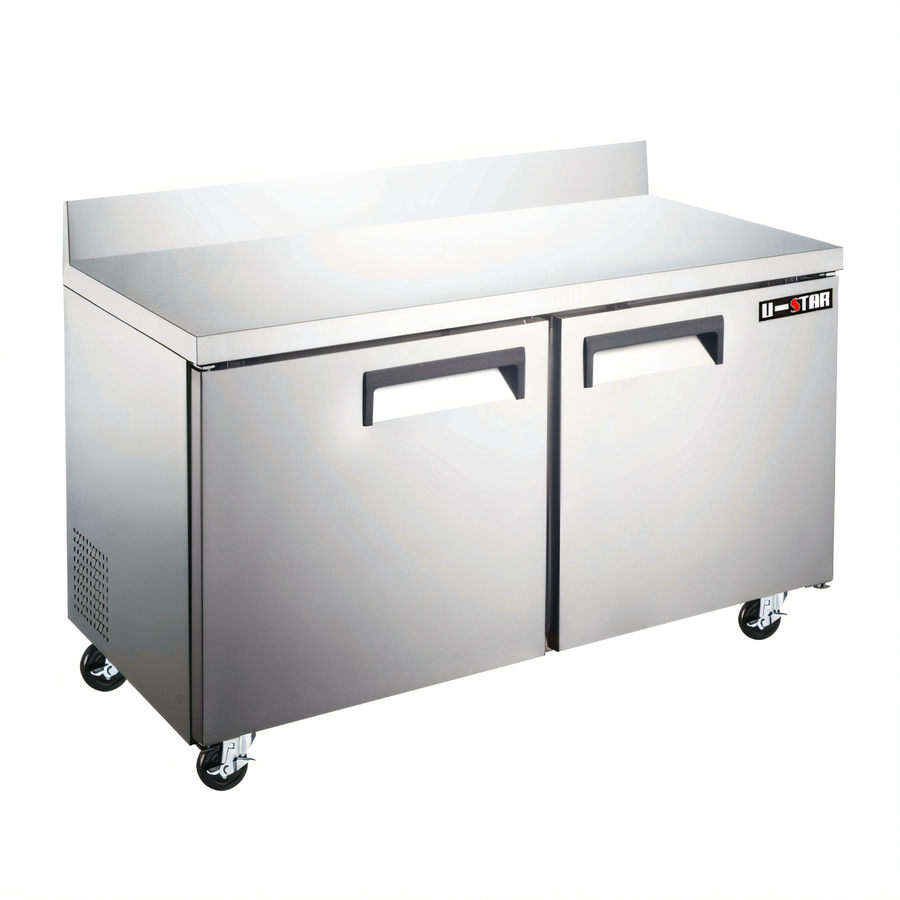 Product image #1 for U-STAR 47-Inch 2-Door Worktop Refrigerator with Stainless Steel Top, 11.2 Cu. Ft.