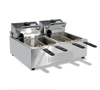 Omcan USA CE-CN-0012 Double Countertop Electric Fryer with 2 Fry Pots, 12 lb. Capacity Each