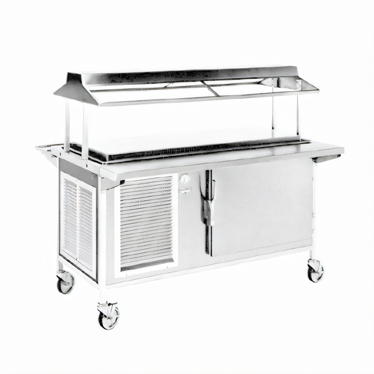 Product image #1 for Atlas Metal CAFB-5 77.5-Inch Mobile Refrigerated Frost Top Serving Counter with 15-Pan Refrigerated Base